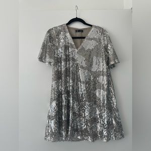Zara trf label sequin short sleeve size small dress